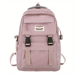 Letter Patch Decor Backpack Preppy Style School Bag Casual Nylon Travel Bookbag