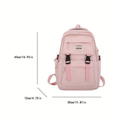 Letter Patch Decor Backpack Preppy Style School Bag Casual Nylon Travel Bookbag