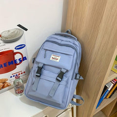 Letter Patch Decor Backpack Preppy Style School Bag Casual Nylon Travel Bookbag