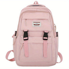 Letter Patch Decor Backpack Preppy Style School Bag Casual Nylon Travel Bookbag