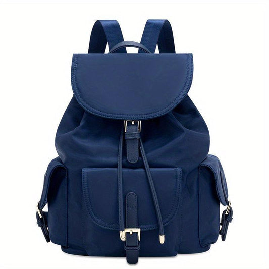Oxford Cloth Flap Backpack Drawstring Daypack Lightweight Travel School Bag
