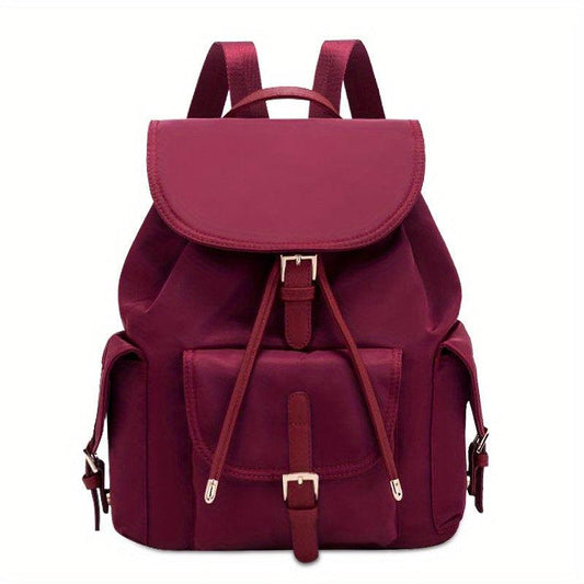 Oxford Cloth Flap Backpack Drawstring Daypack Lightweight Travel School Bag