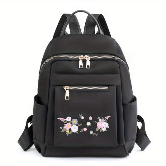 Cartoon Flower Print Backpack Anti Theft Nylon Travel Daypack
