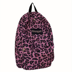 Leopard Pattern Backpack Zipper School Bag Women's Rucksack