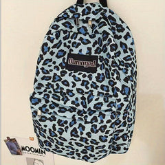 Leopard Pattern Backpack Zipper School Bag Women's Rucksack