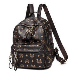 Vintage Printed Small Faux Leather Backpack for Women