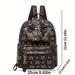 Vintage Printed Small Faux Leather Backpack for Women