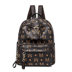 Vintage Printed Small Faux Leather Backpack for Women