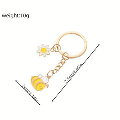 Bee Flower Charm Keychain Key Ring Backpack Handbag Purse Pendant