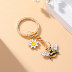 Bee Flower Charm Keychain Key Ring Backpack Handbag Purse Pendant