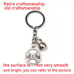 Men's Weight Lifting Keychain Gym Dumbbell Initial Charm Gift