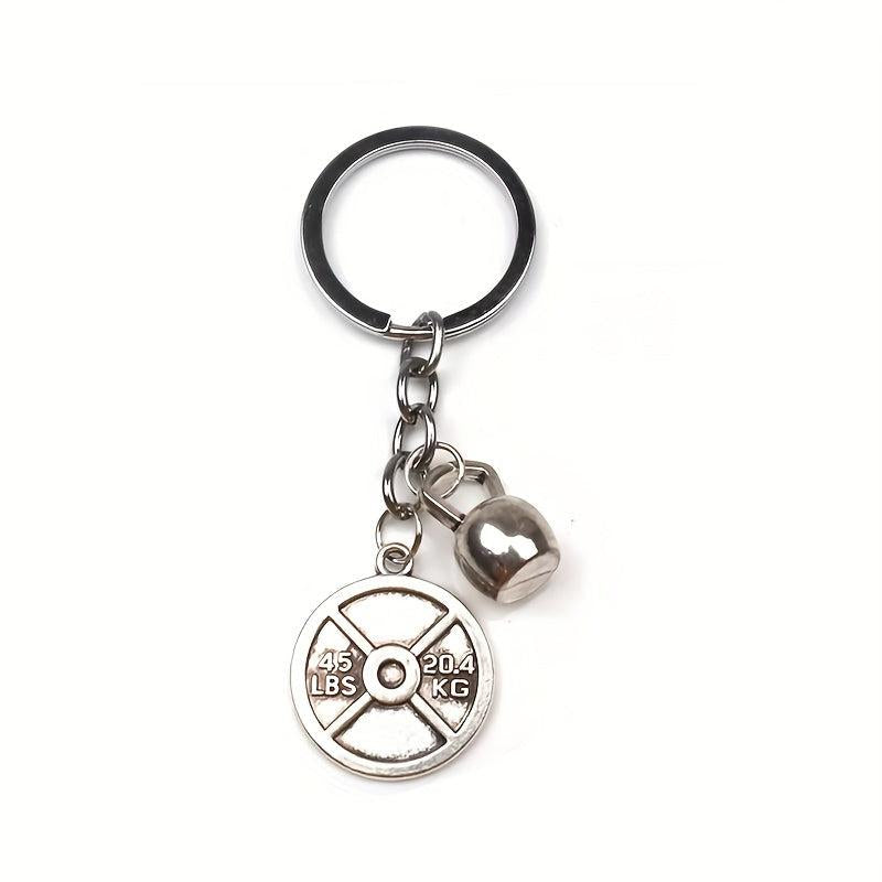 Men's Weight Lifting Keychain Gym Dumbbell Initial Charm Gift