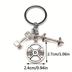 Men's Weight Lifting Keychain Gym Dumbbell Initial Charm Gift
