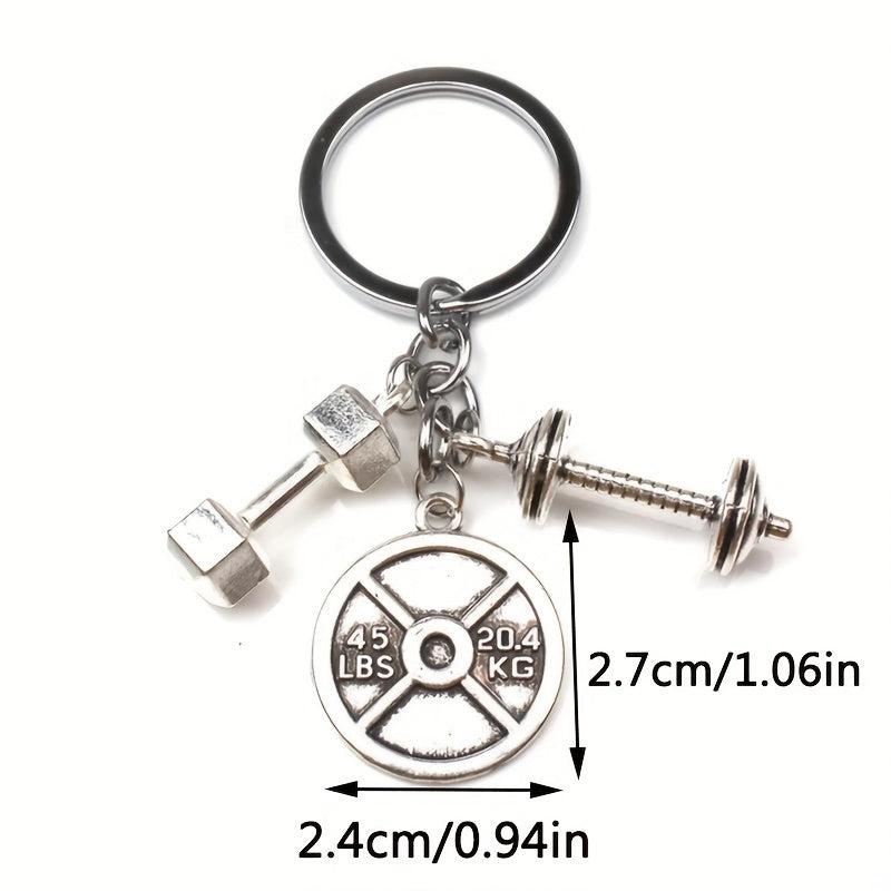 Men's Weight Lifting Keychain Gym Dumbbell Initial Charm Gift