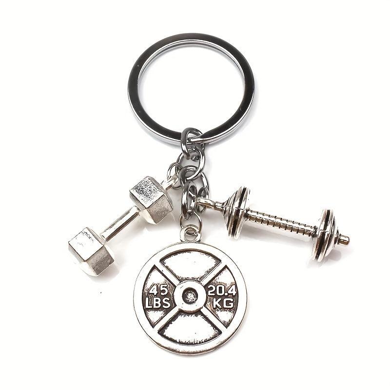 Men's Weight Lifting Keychain Gym Dumbbell Initial Charm Gift