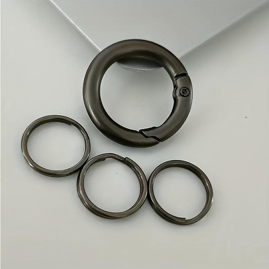Metal Circle Ring Anti-drop Spring Buckle Key Ring Open Ring With Number Plate