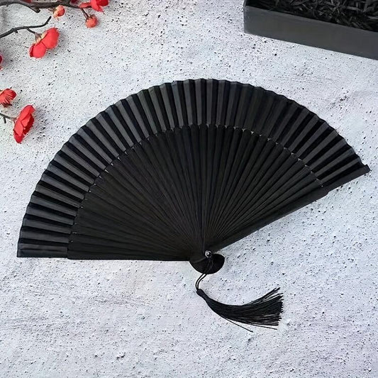 Bamboo Bone Short Fan Plain Green Dance Fan Single handed Opening And Closing