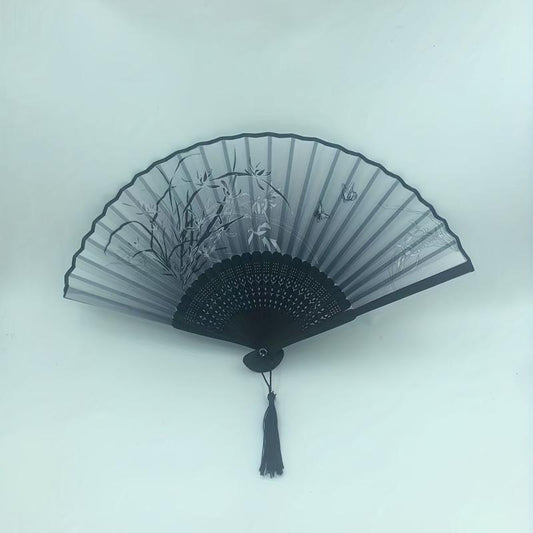 Classical Dance Fan Wooden Shank High Tassel Elegent Male Female Fan