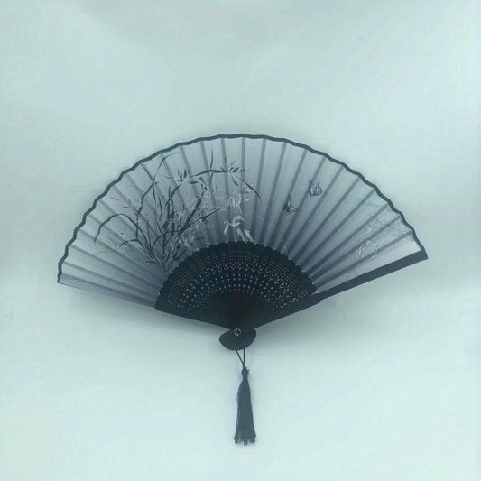 Classical Dance Fan Wooden Shank High Tassel Elegent Male Female Fan