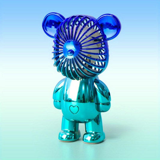 Cartoon Bear Handheld Fan USB Charging Small Fan Colorful Decoration