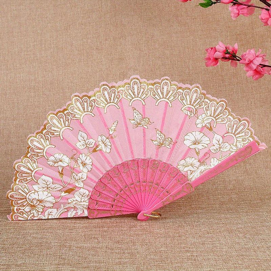 Floral Handheld Fan Chinese Style Vintage Portable Classic Wedding Folding Fans