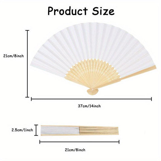 Foldable Paper Fan Portable Chinese Bamboo Fans for Wedding Guest