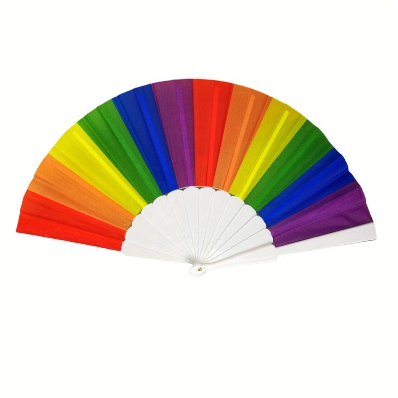 LGBT Rainbow Large Folding Fan Bamboo Handheld Fan DIY Decoration
