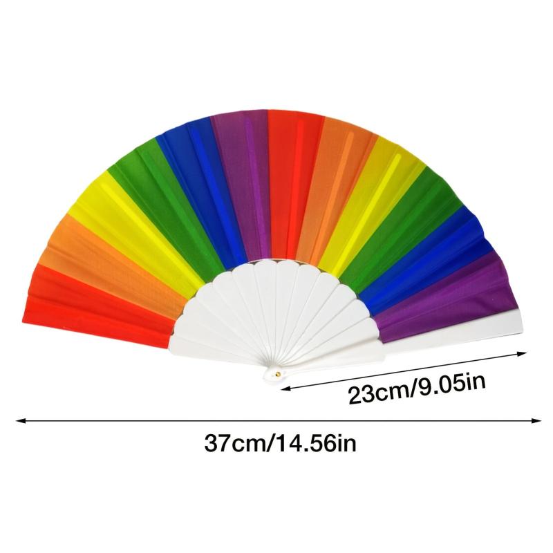 LGBT Rainbow Large Folding Fan Bamboo Handheld Fan DIY Decoration