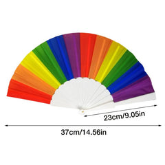 LGBT Rainbow Large Folding Fan Bamboo Handheld Fan DIY Decoration
