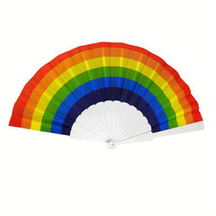 LGBT Rainbow Large Folding Fan Bamboo Handheld Fan DIY Decoration