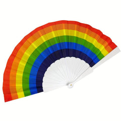 LGBT Rainbow Large Folding Fan Bamboo Handheld Fan DIY Decoration