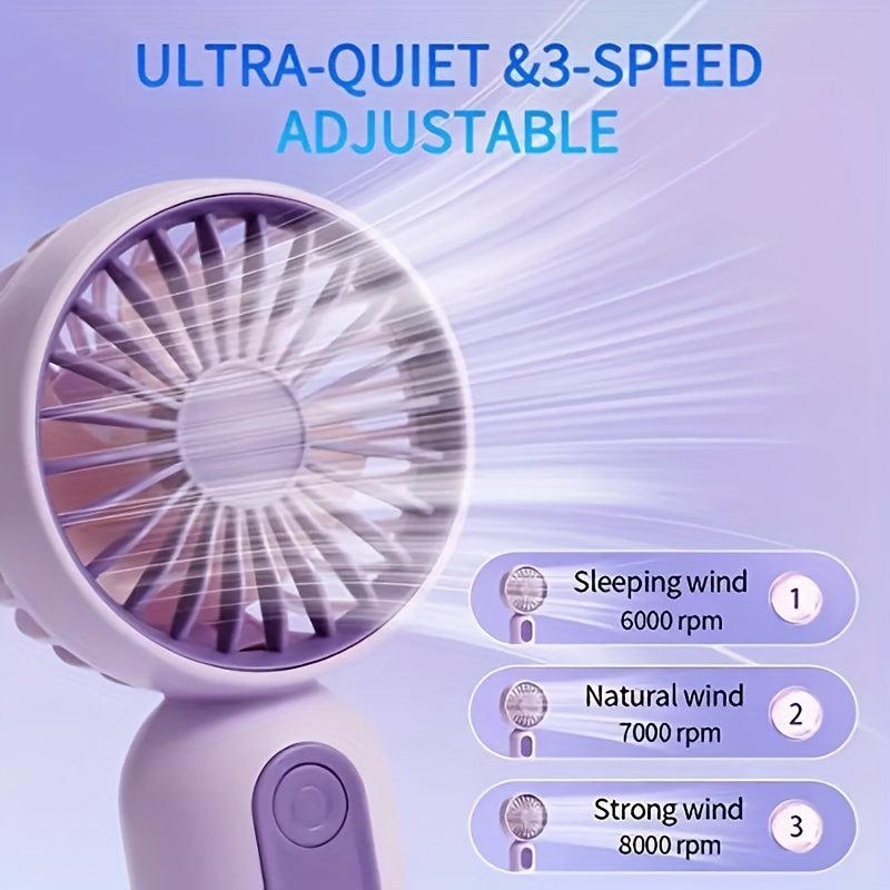 Mini USB Rechargeable Fan Portable Pocket Fan 3 Speeds