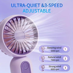 Mini USB Rechargeable Fan Portable Pocket Fan 3 Speeds