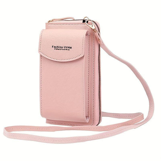 Solid Crossbody Bag Multifunctional Zipper Purse