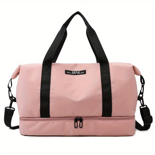 Travel Duffle Bag with Shoes Compartment & Cosmetic Bag, Shoulder Sports Gym Set