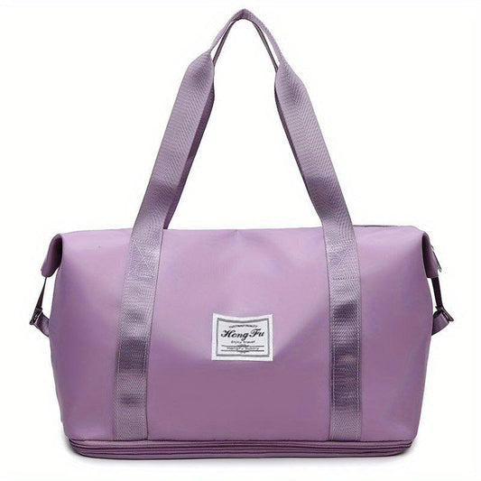 Patch Detail Zipper Duffel Bag Travel Storage Carry On Weekender Overnight Bag