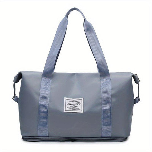 Patch Detail Zipper Duffel Bag Travel Storage Carry On Weekender Overnight Bag