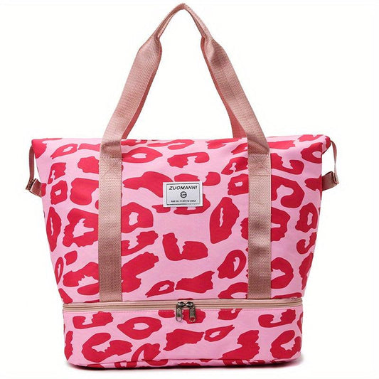 Cow Pattern Tote Storage Pouch Nylon Lightweight Luggage Bag