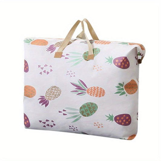Cartoon Print Moving Bag Large Capacity Zipper Luggage Handbag Dustproof Clothes