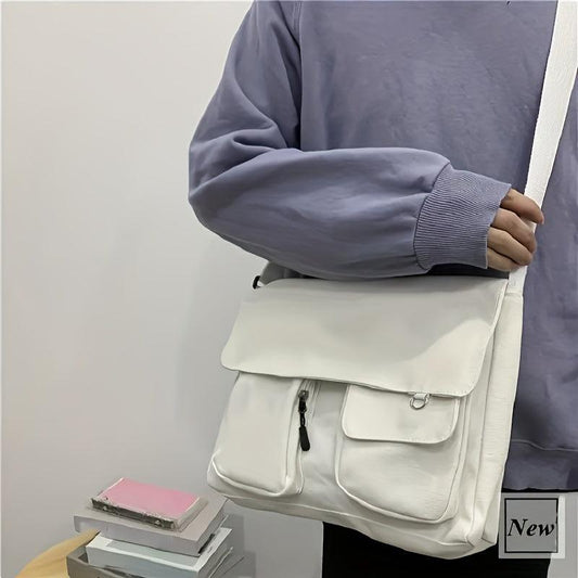 Casual Canvas Bag Solid Messenger Shoulder Bag All Match