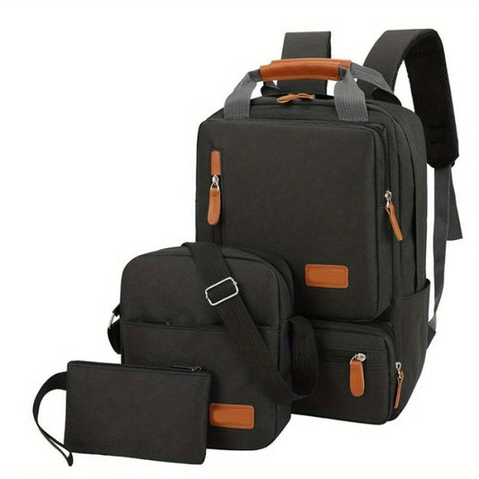 3PCS Large Capacity Laptop Backpack School Preppy BookBag Daypack