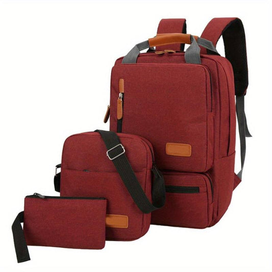 3PCS Large Capacity Laptop Backpack School Preppy BookBag Daypack