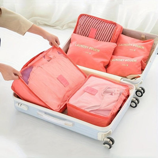 6pcs Portable Lightweight Travel Storage Bag Nylon Clothes Storage Pouch