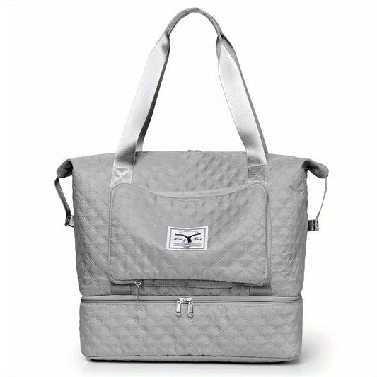 Large Capacity Quilted Argyle Pattern Sports Bag Lightweight Duffle Bag