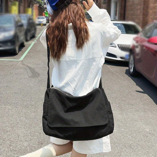 Green Crossbody Bag Flap Zipper Shoulder Bag Canvas Messenger Bag