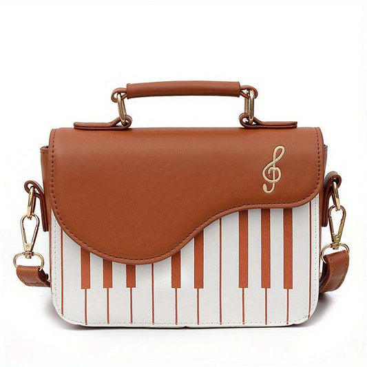 Piano Shape Flap Shoulder Bag PU Leather Handbag Crossbody Novelty Bag