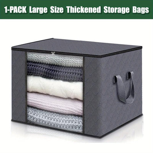 Large Capacity Clothes Storage Bins Durable Handles Zippers Thick Fabric