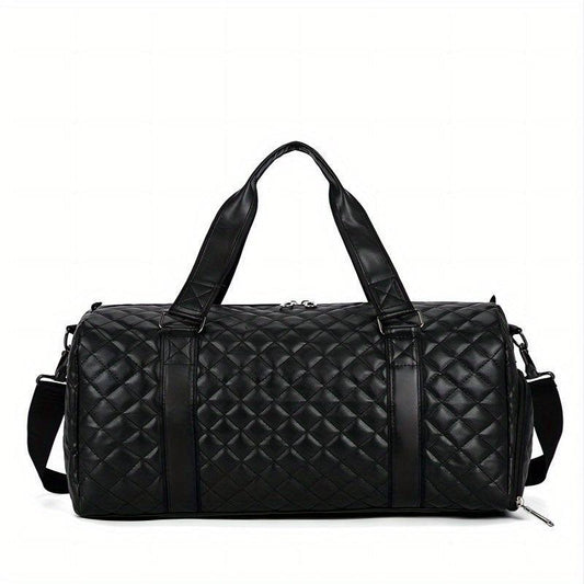 Crossbody Duffel Bag PU Tote Bag Gym Bag Weekender with Shoes Compartment