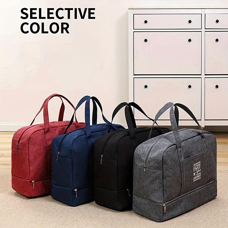 Pattern Luggage Handbag Solid Zipper Duffle Bag Versatile Overnight Bag