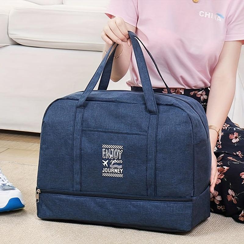 Pattern Luggage Handbag Solid Zipper Duffle Bag Versatile Overnight Bag